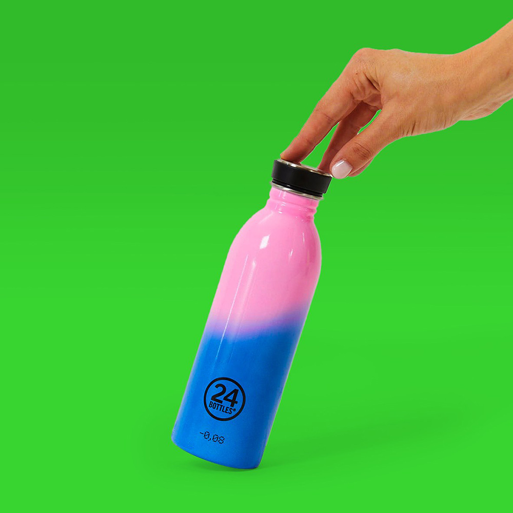 義大利 24Bottles 變色輕量冷水瓶 500ml - 粉/藍