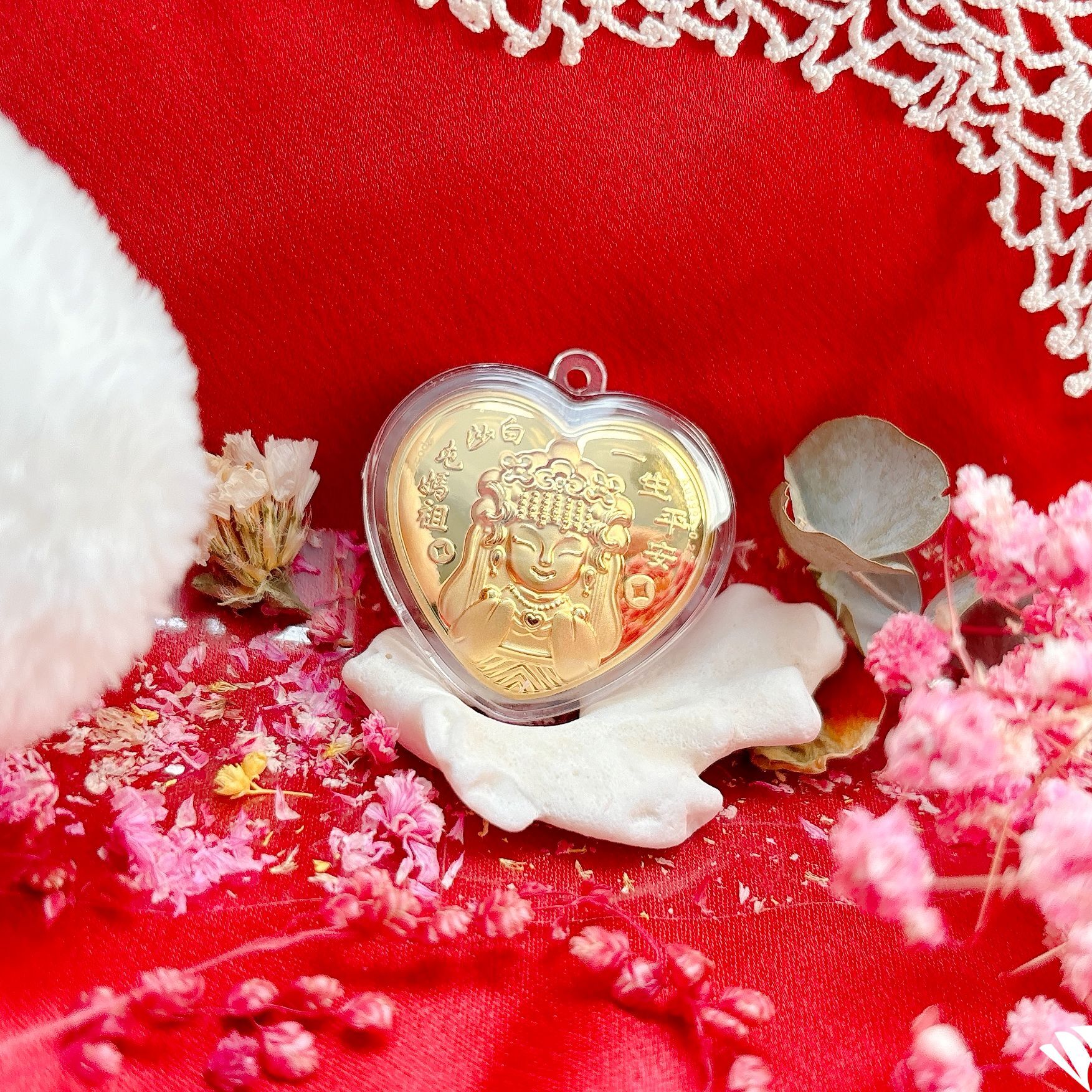 白沙屯媽祖 媽祖愛你 黃金墜飾