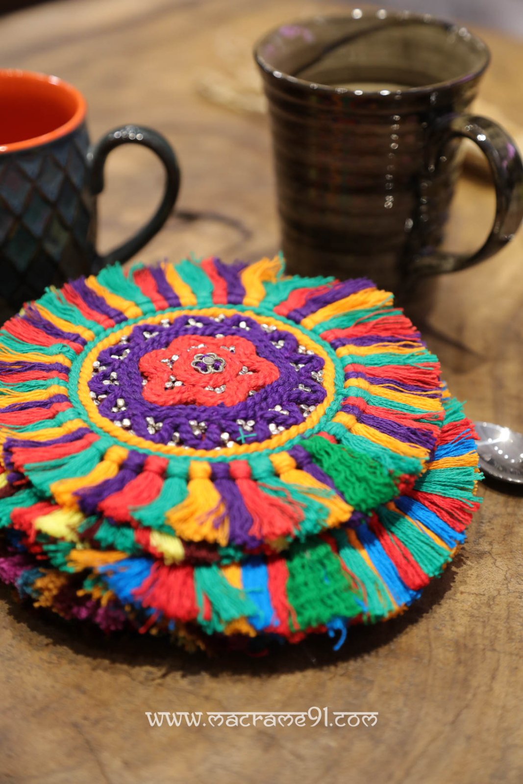 Macrame ACC - 民族杯墊 - J0488 - 多色 (0228)