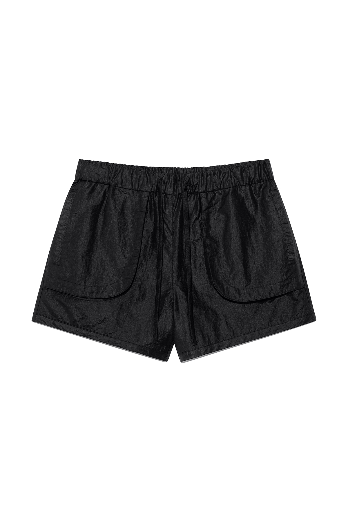 外袋造型細節尼龍短褲 黑色