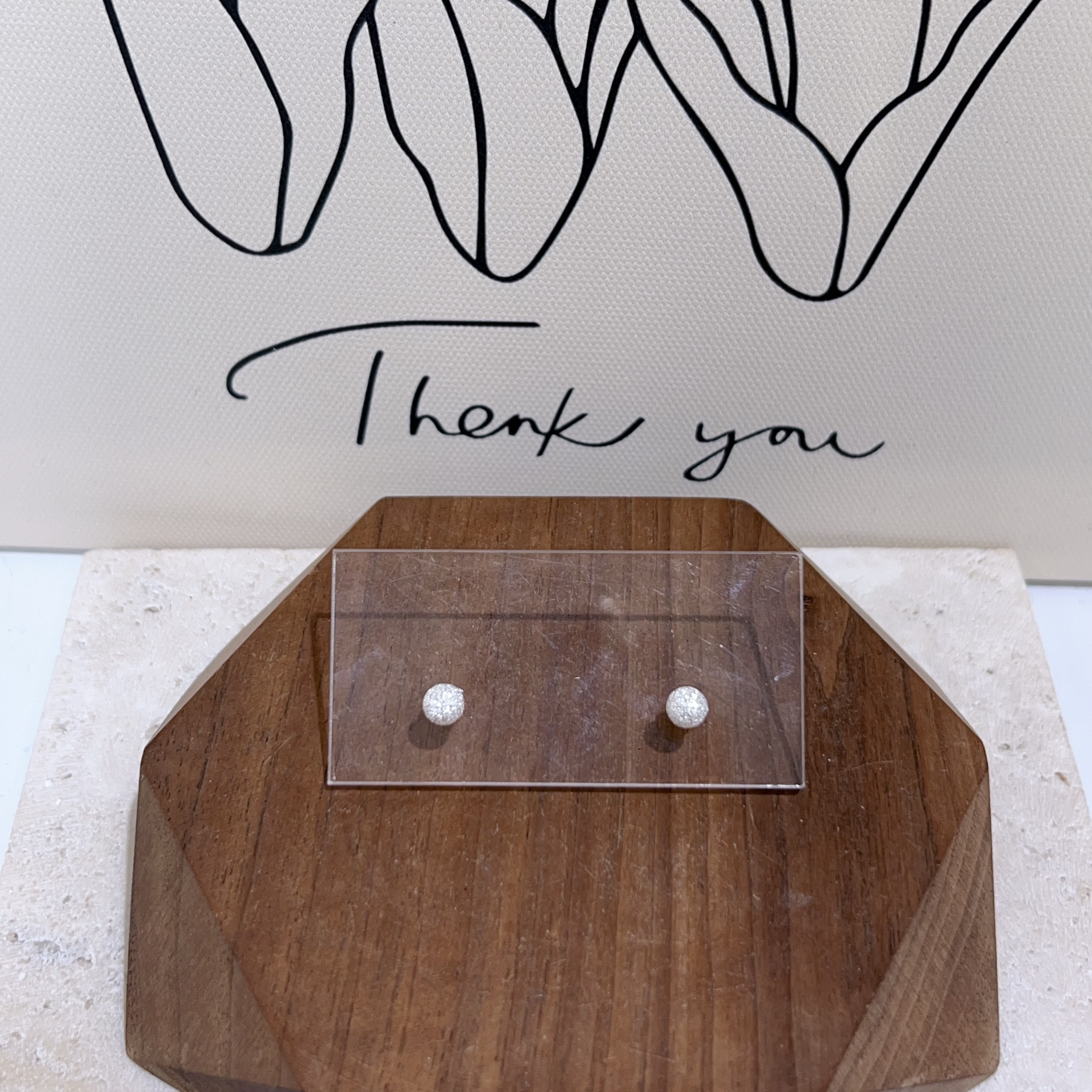 純銀圓閃銀色耳環