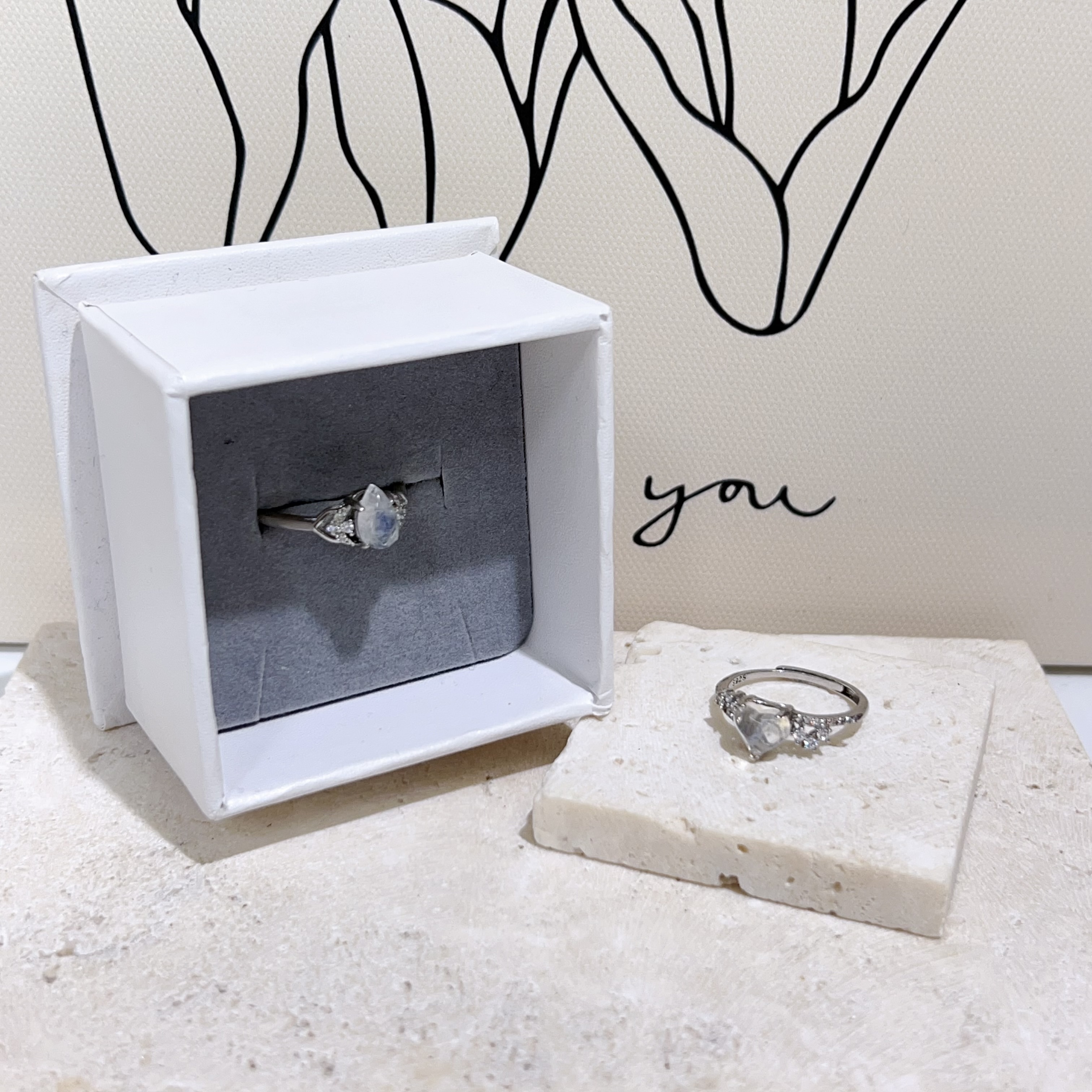 F960 強光印度藍月亮純銀戒指