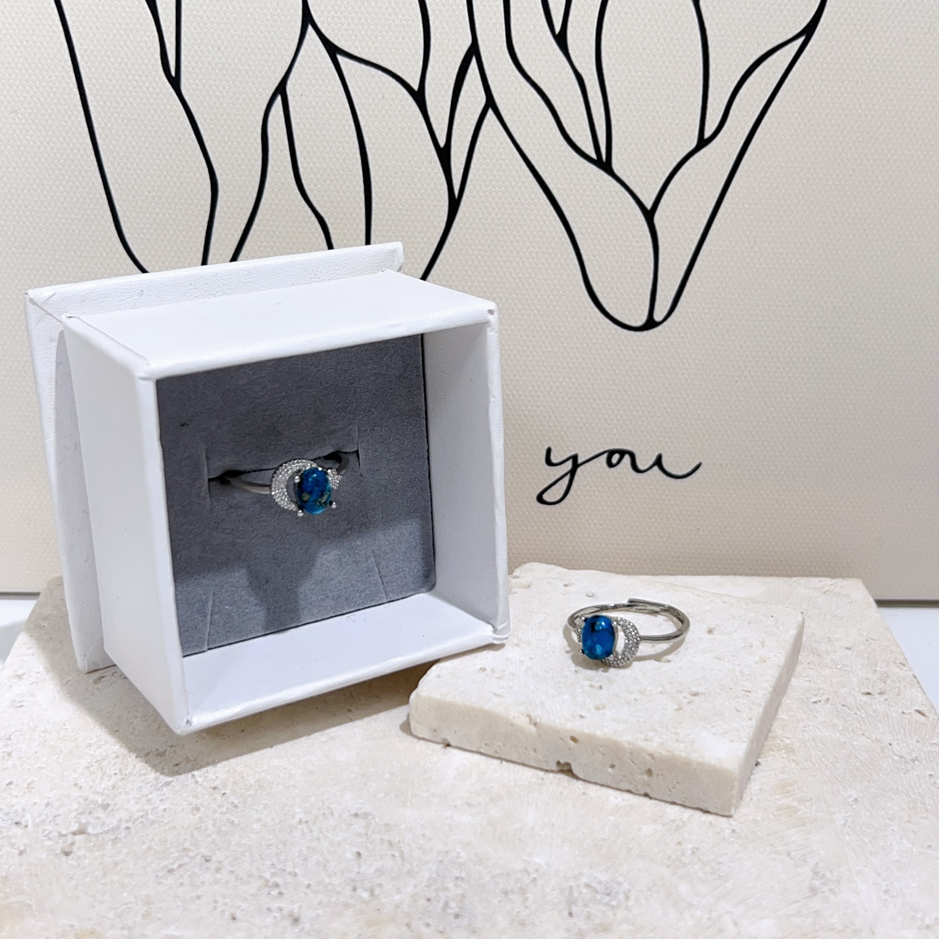 E289 美國松星月戒指