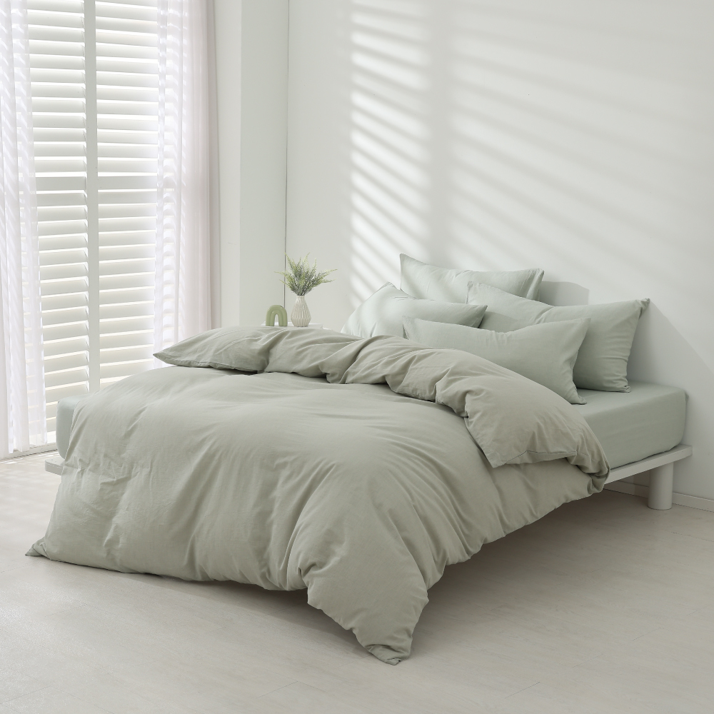 水洗棉｜100%純棉｜色織-森語綠｜單品&床包被套組