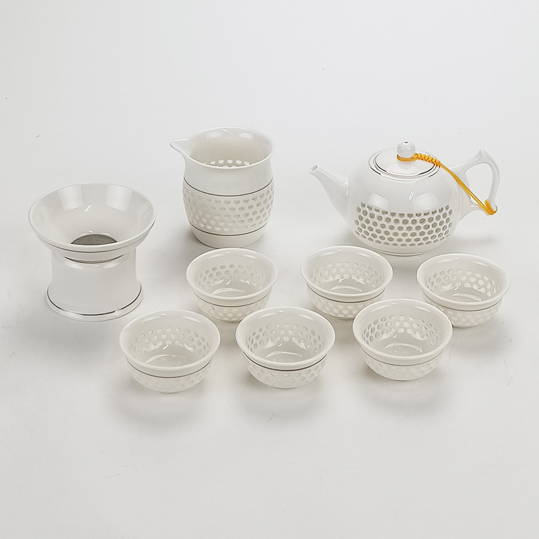 玲瓏瓷10件茶泡具組(禮盒)
