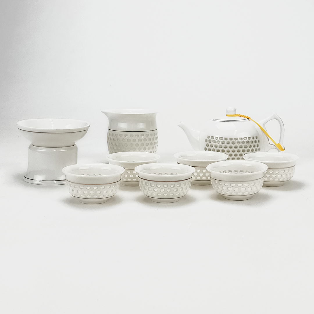 玲瓏瓷10件茶泡具組(禮盒)