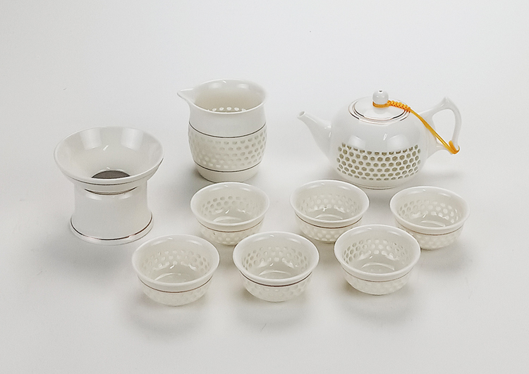 鹿港窯禮品館│玲瓏瓷10件茶泡具組(禮盒)