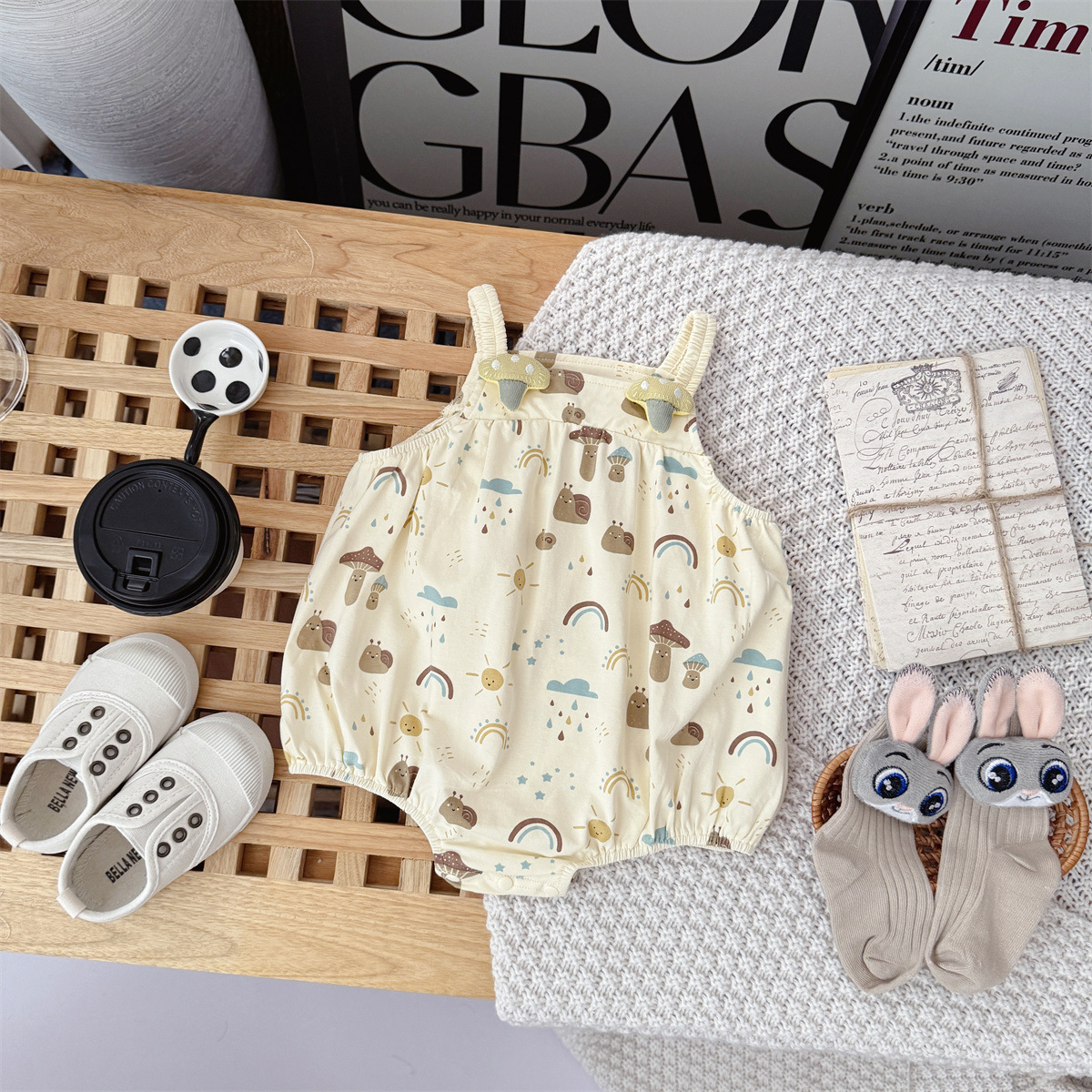 25夏 小蘑菇吊帶包屁衣