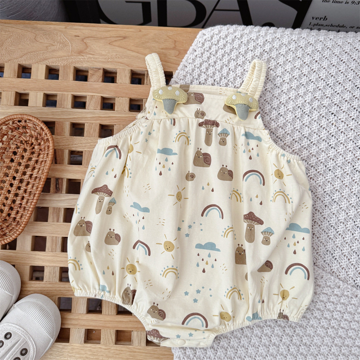 25夏 小蘑菇吊帶包屁衣