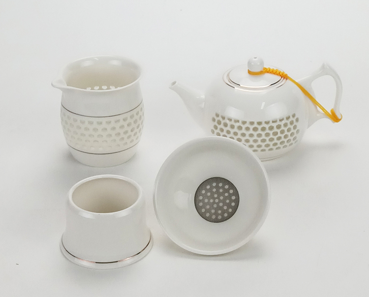 鹿港窯禮品館│玲瓏瓷10件茶泡具組(禮盒)