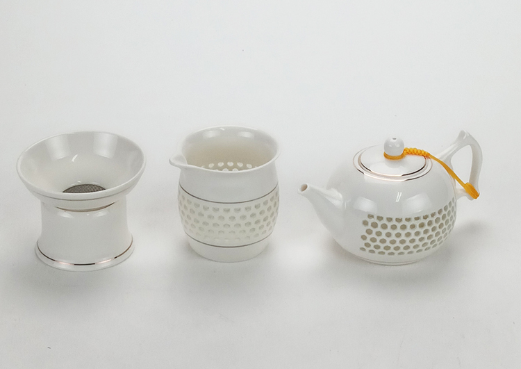 鹿港窯禮品館│玲瓏瓷10件茶泡具組(禮盒)