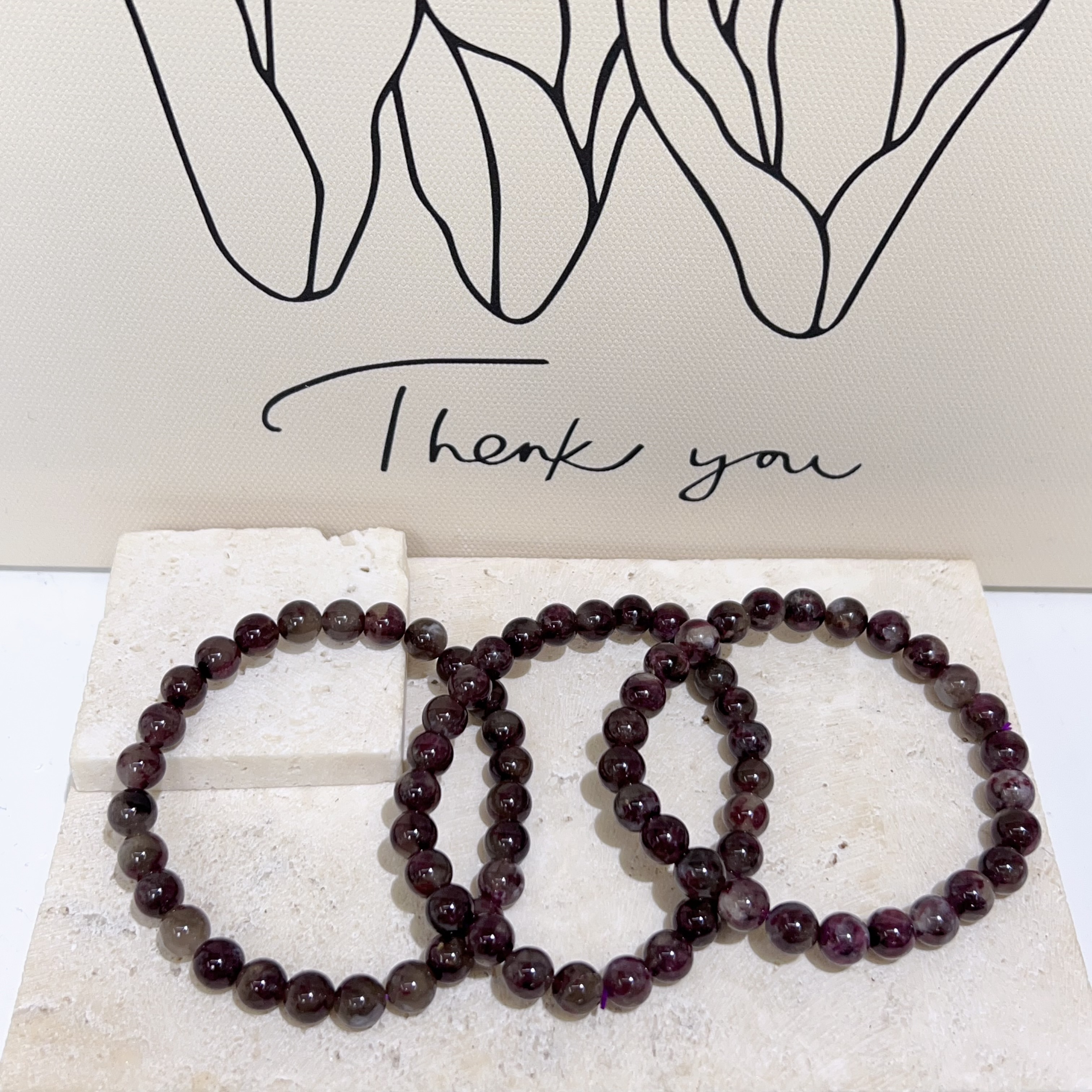 老礦梅花碧璽手串 7mm