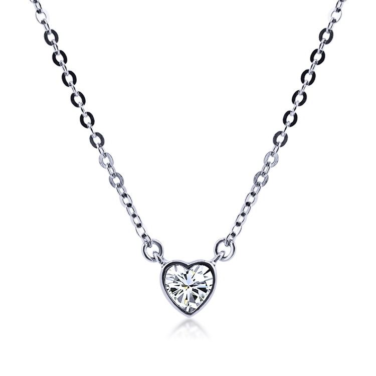 925純銀「愛情來了」晶鑽套鍊(15吋+5公分延長鍊)-SDS0008