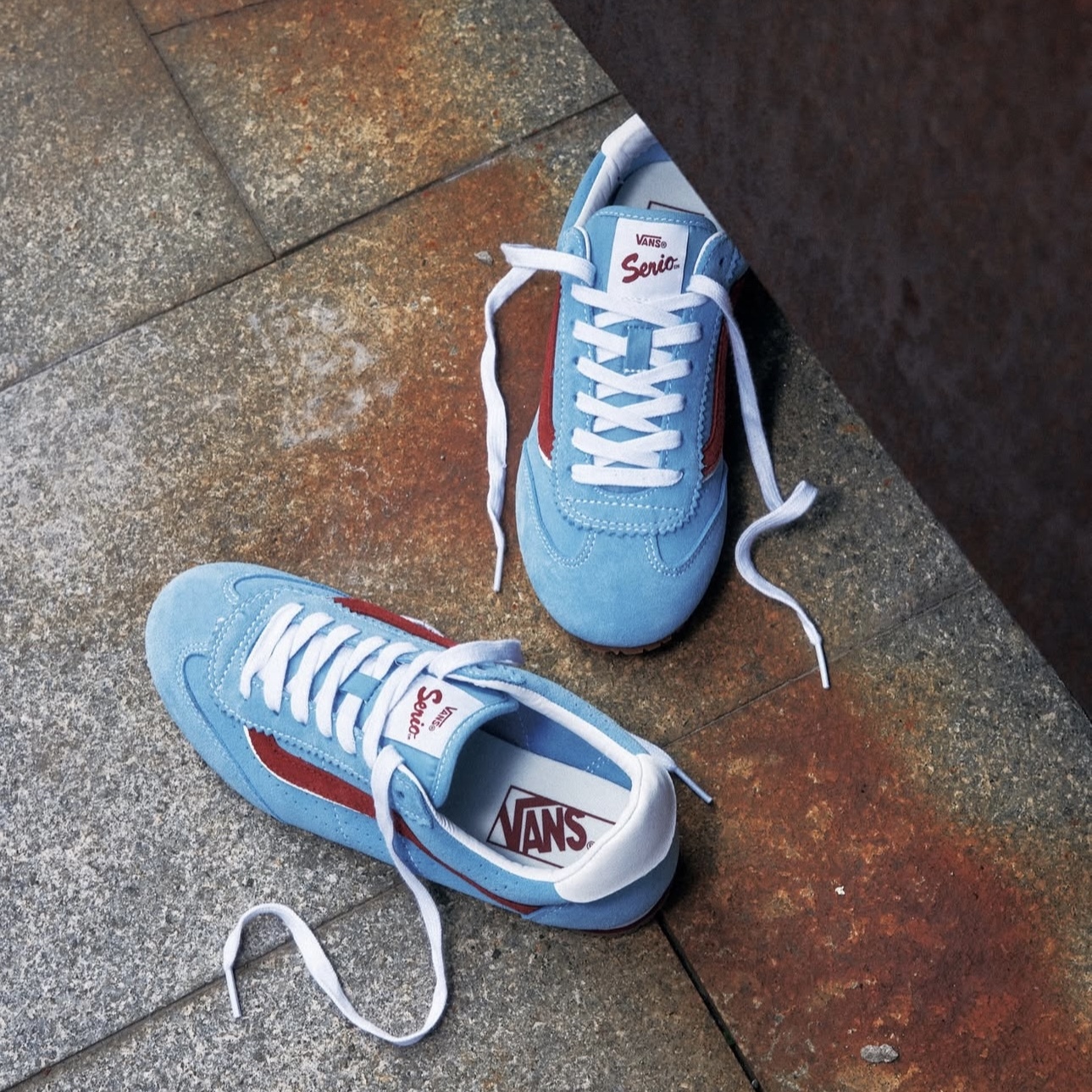 VANS SUPER LOWPRO 天空藍 紅線 麂皮 薄底鞋 男女款 VN000D83E2W