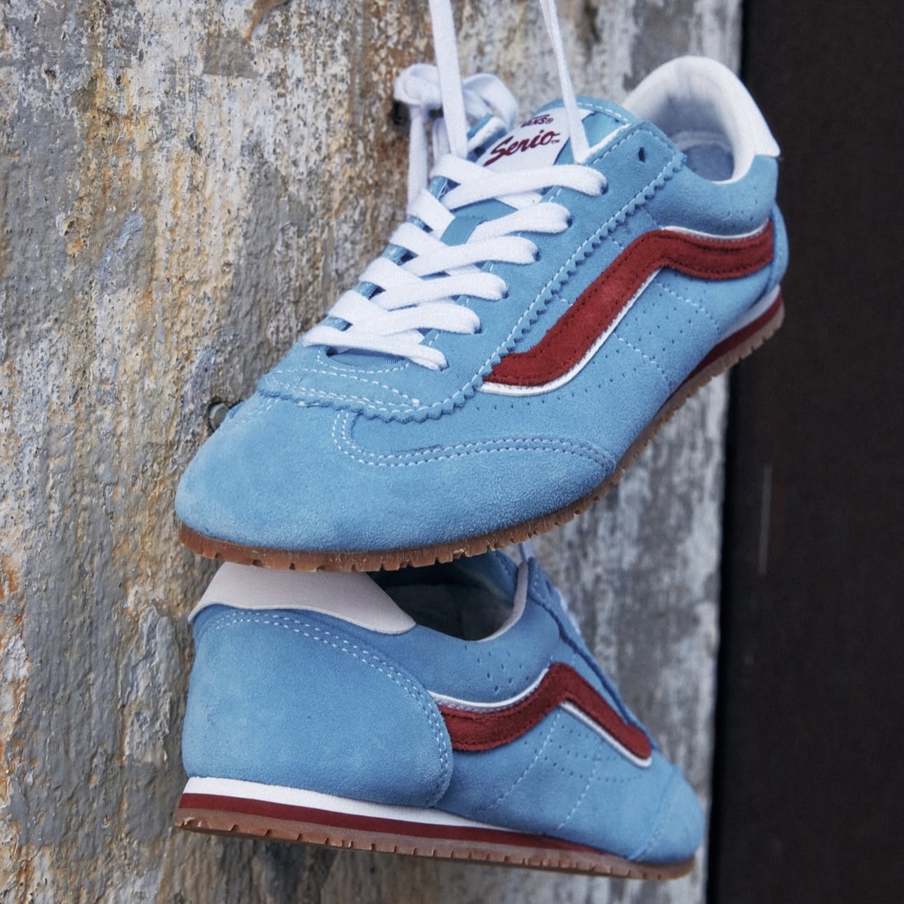 VANS SUPER LOWPRO 天空藍 紅線 麂皮 薄底鞋 男女款 VN000D83E2W