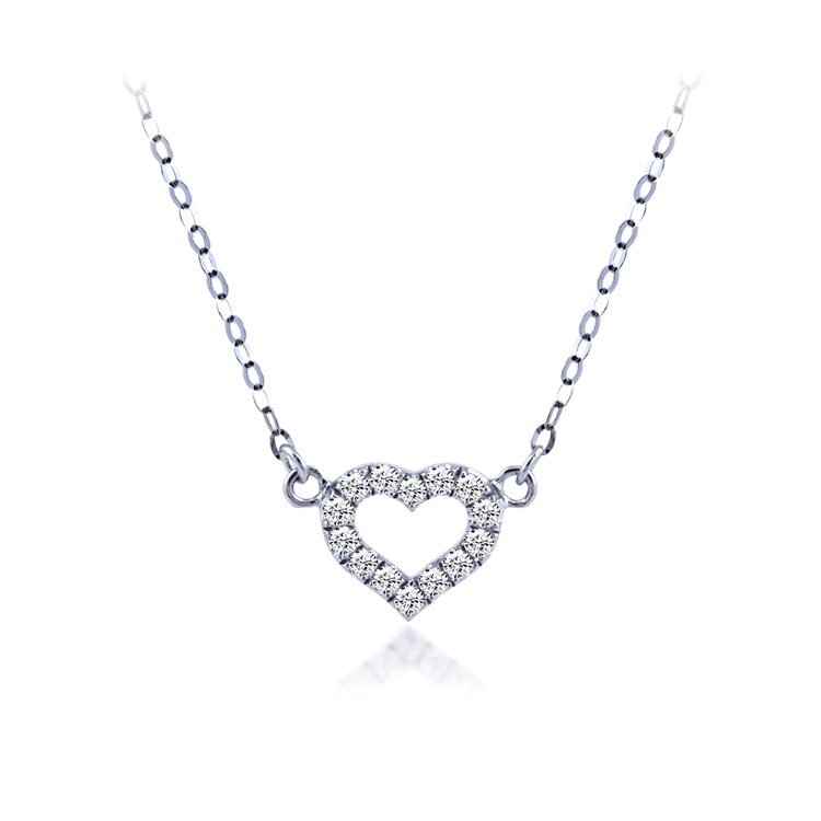 925純銀「LOVE」晶鑽套鍊 (15吋+2.5公分延長鍊)-SDS0011