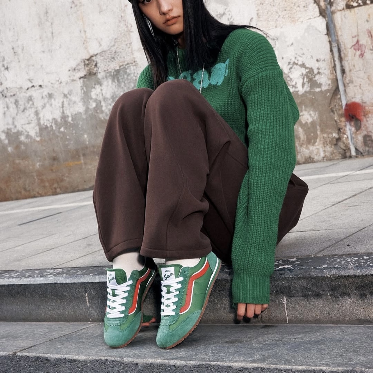 VANS SUPER LOWPRO 草綠 綠紅 麂皮 薄底鞋 男女款 VN000D83BR1