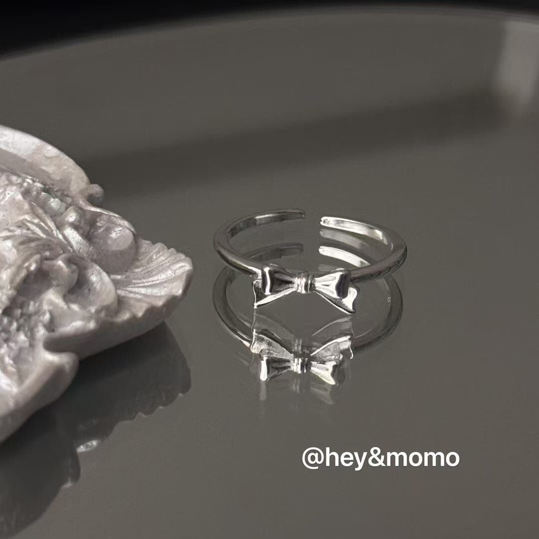 HM4387 925銀甜美蝴蝶結戒指