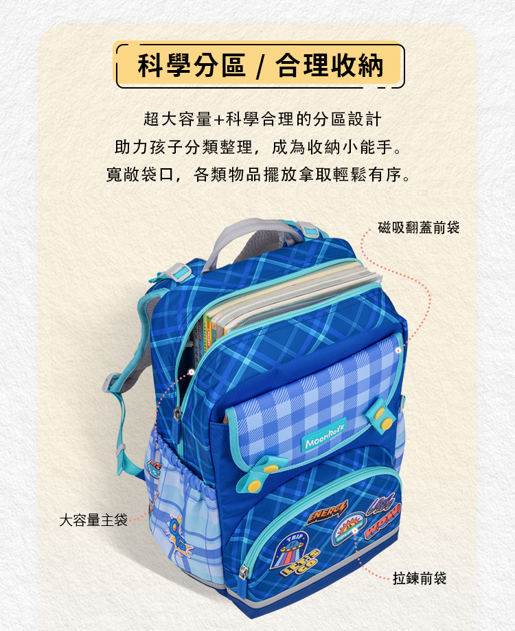 ASS103P 中低年級樂活小倉鼠-淺藍色護脊書包