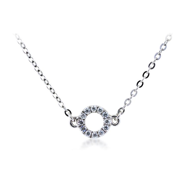 925純銀「圓緣」晶鑽套鍊 (15吋+2.5公分延長鍊)-SDS0010