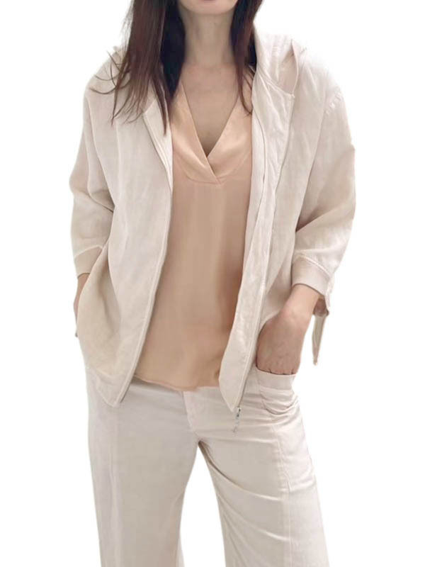 EUROPEAN  異材質七分袖外套