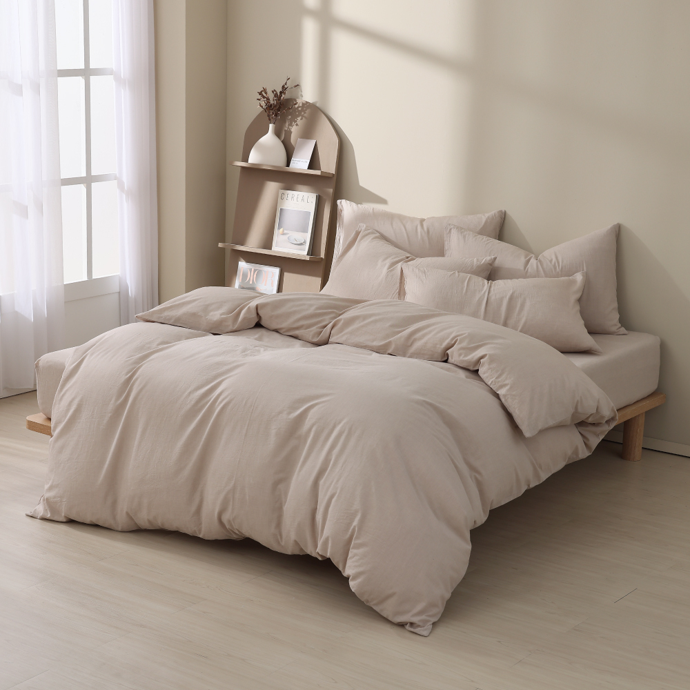 水洗棉｜100%純棉｜色織-野麥色｜單品&床包被套組