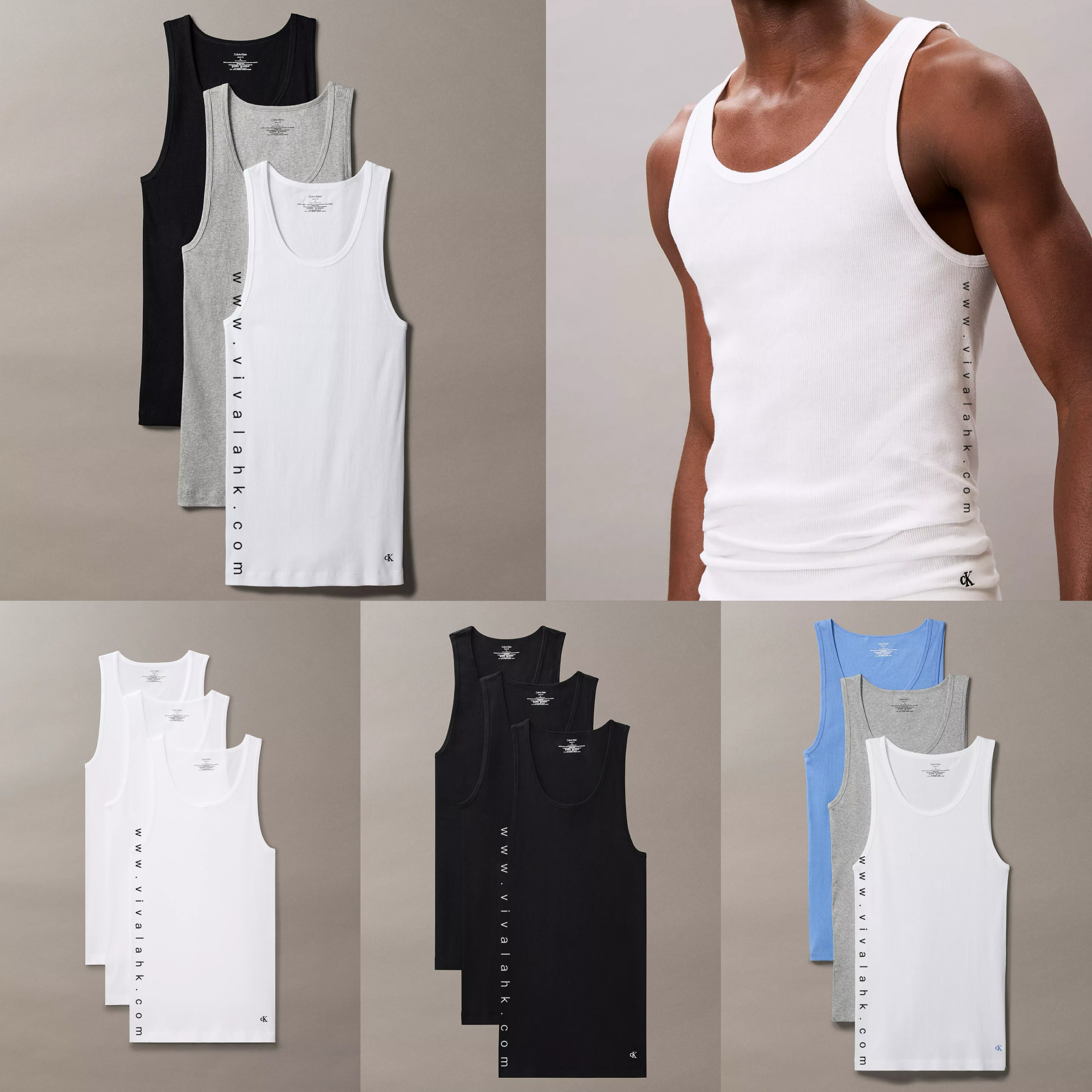 Calvin Klein - 全棉 經典 男裝 圓領 背心 (3件裝)