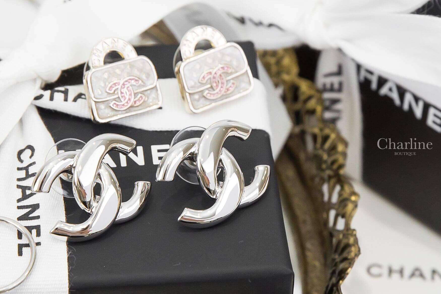 Chanel Earrings 銀色金屬螺旋CC耳環-Charline Boutique 精品代購