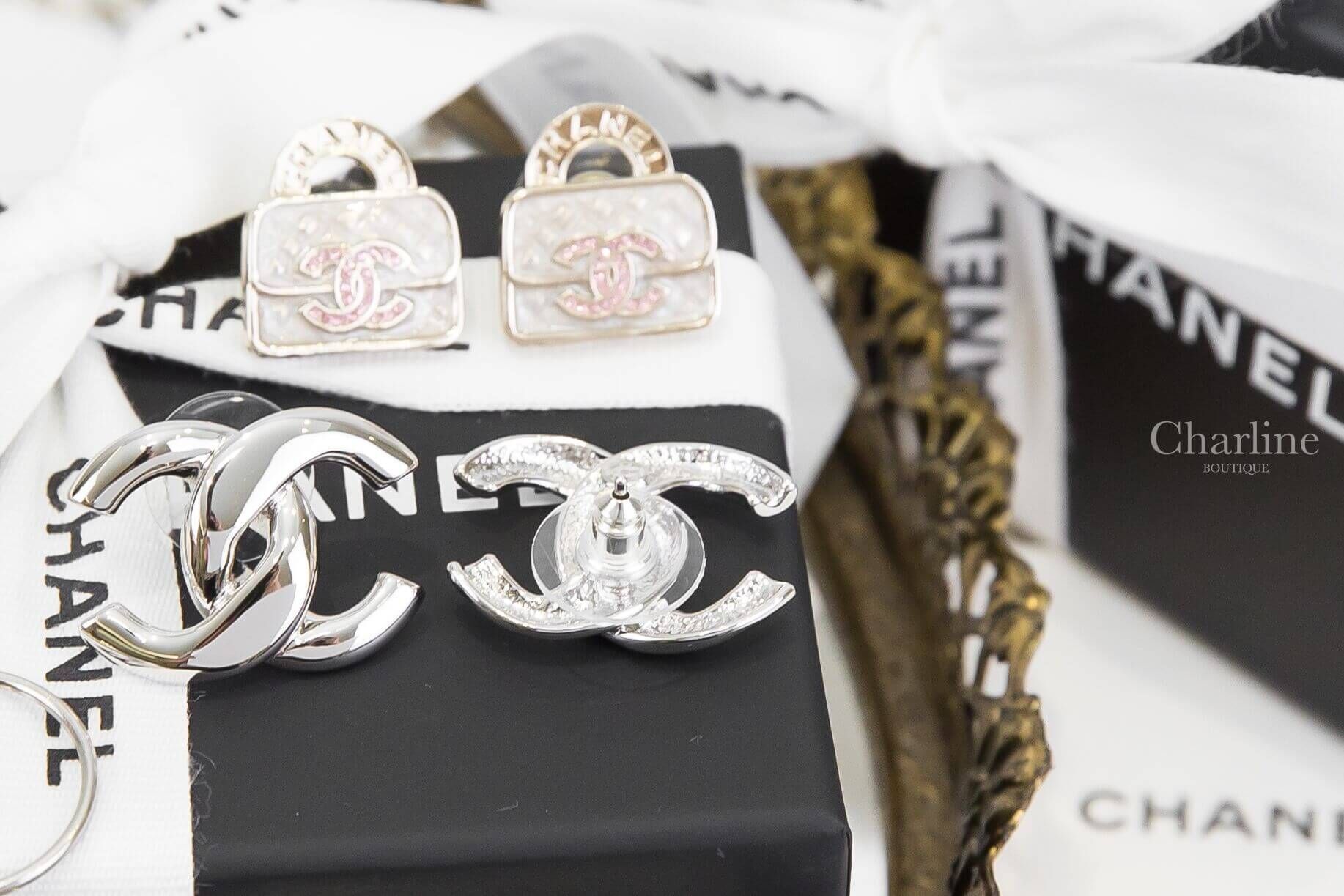 Chanel Earrings 銀色金屬螺旋CC耳環-Charline Boutique 精品代購