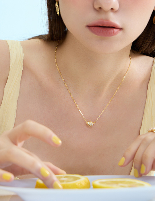 微鑲鑽可頌質感項鍊(金)