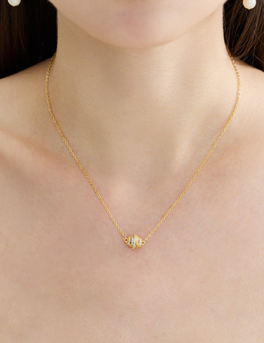 微鑲鑽可頌質感項鍊(金)