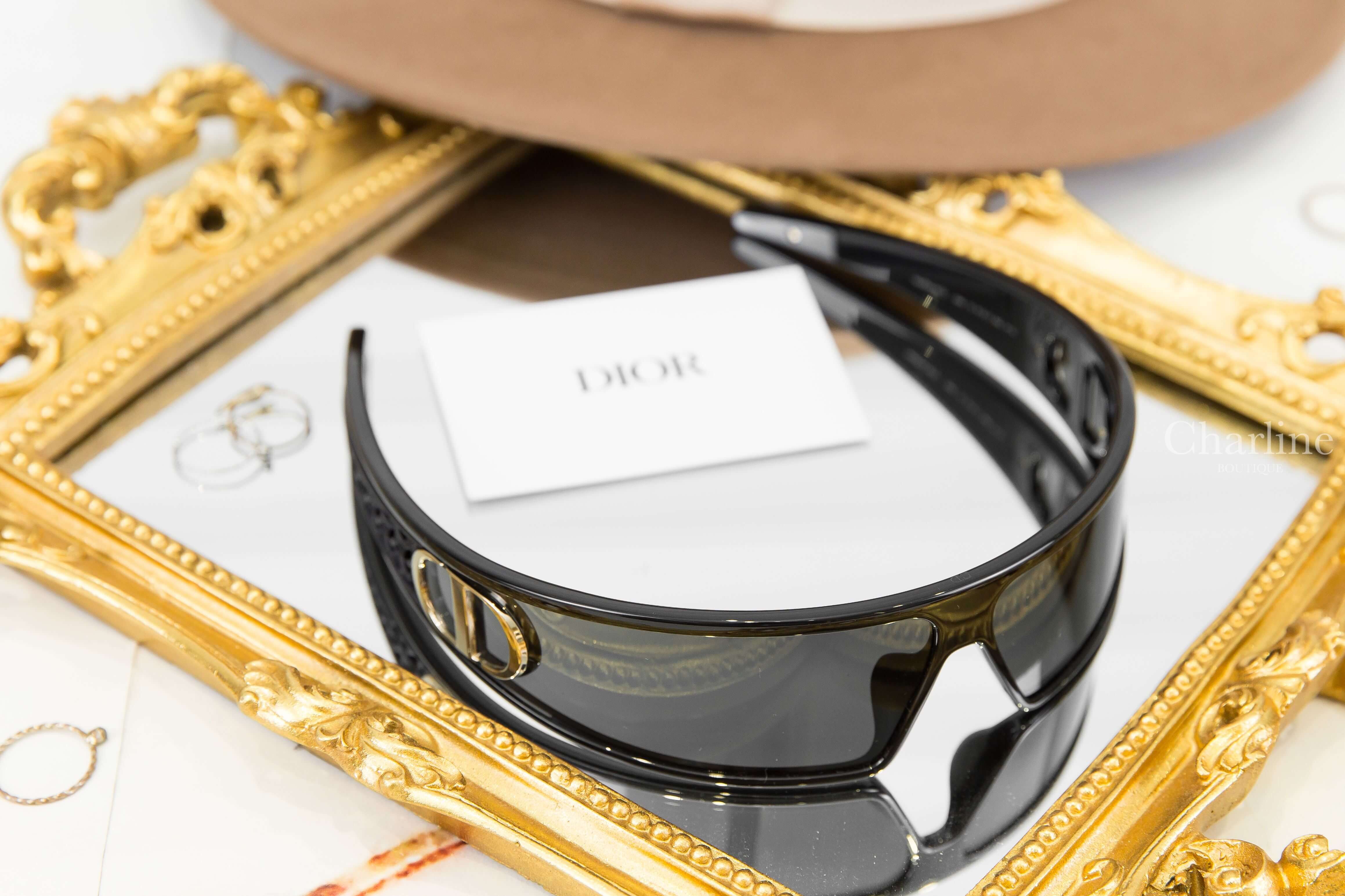 Dior VeryDior M1U 黑色灰色鏡片側邊金色CD藤格紋髮箍太陽眼鏡