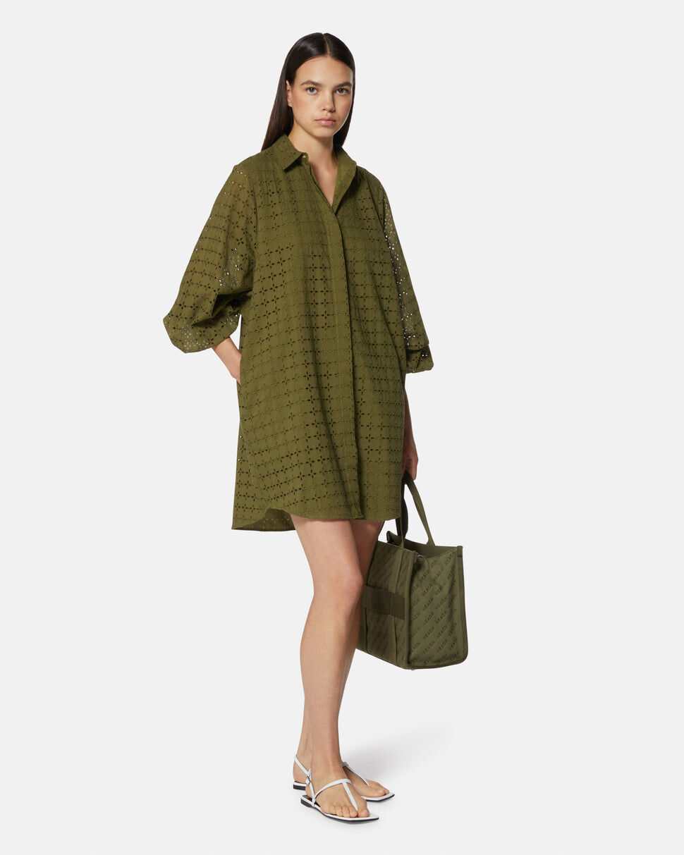 【Silvian Heach】簍空花拋袖襯衫洋裝