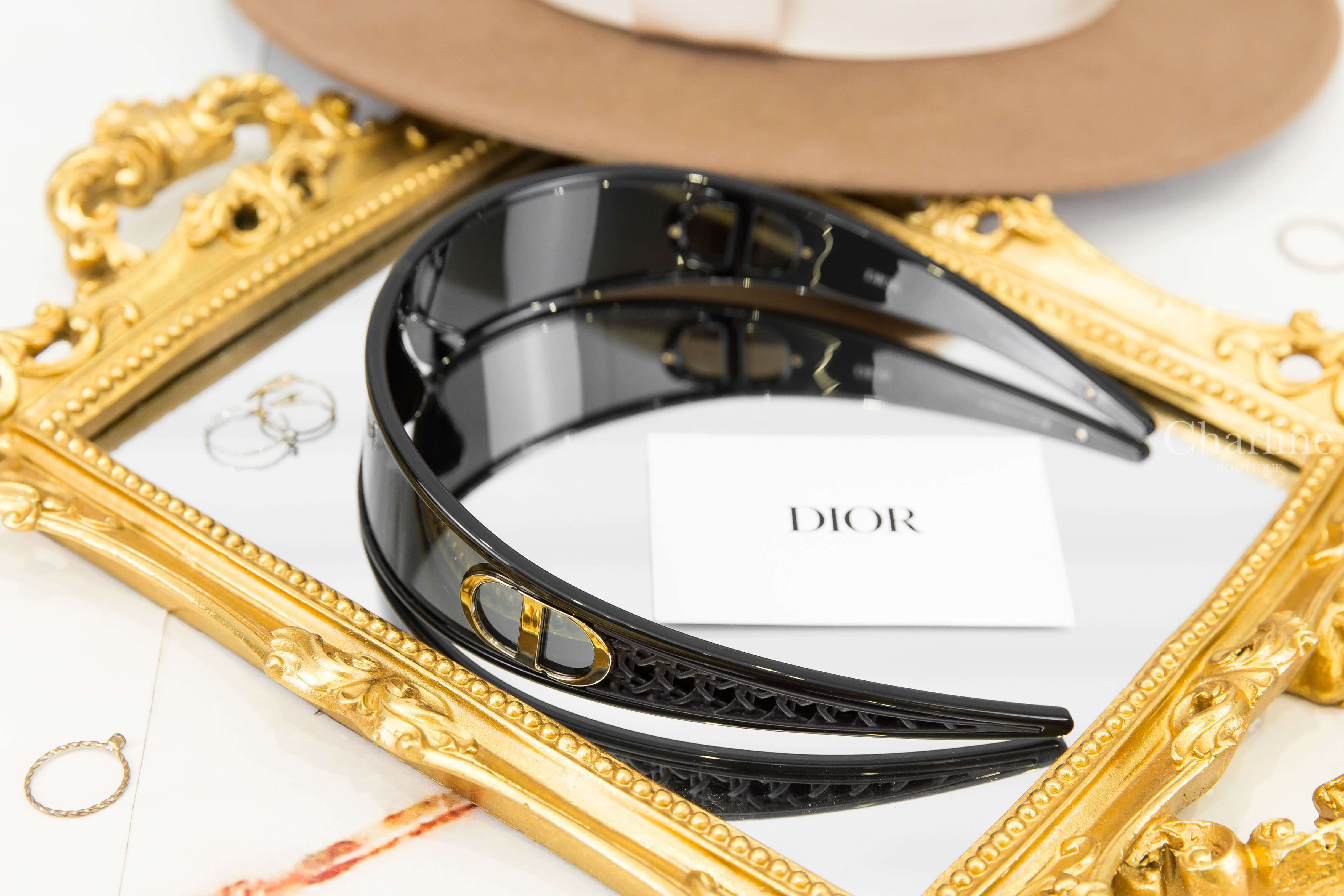 Dior VeryDior M1U 黑色灰色鏡片側邊金色CD藤格紋髮箍太陽眼鏡-Charline Boutique 精品代購