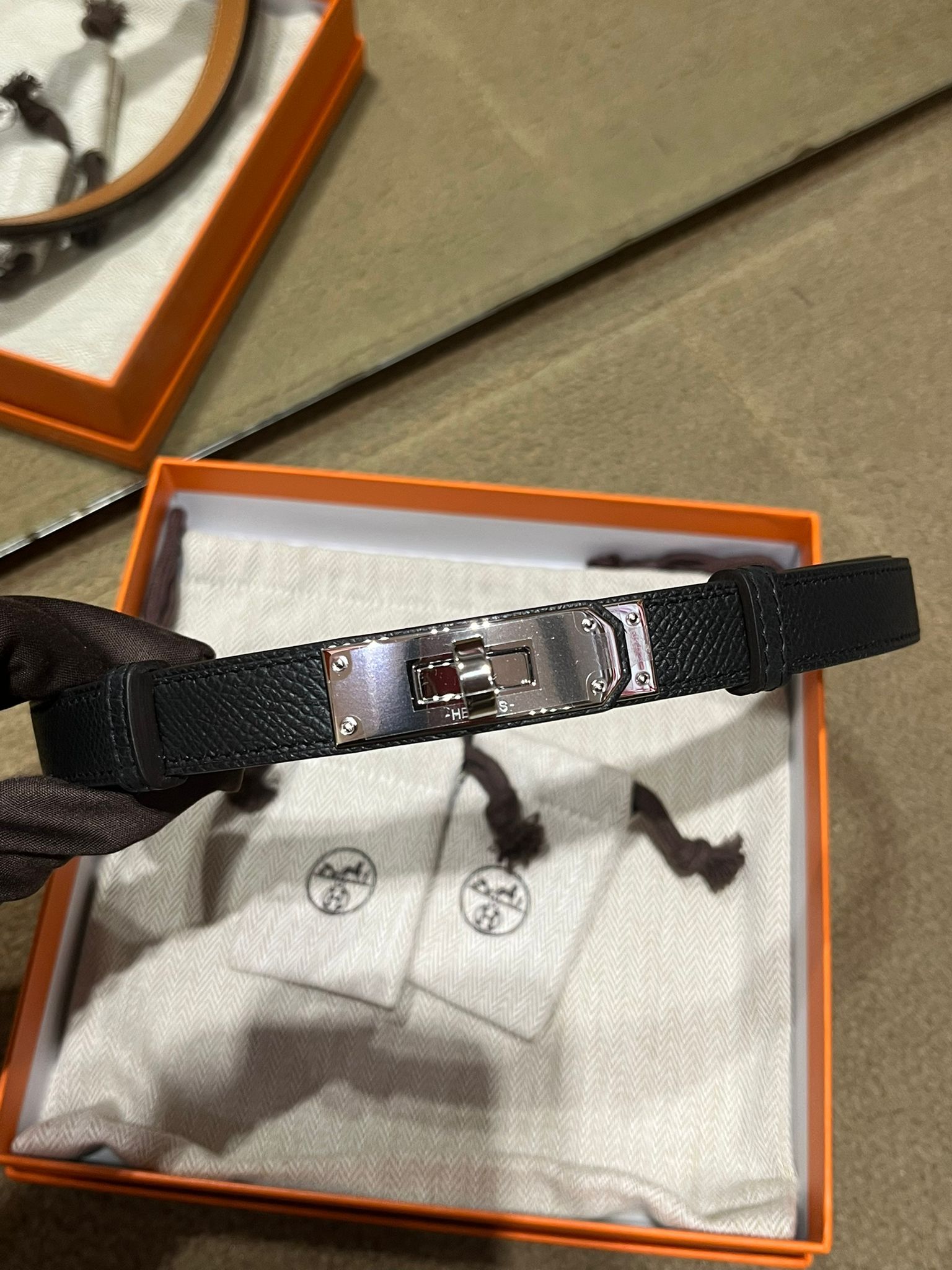 Kelly belt 89 noir epsom CK