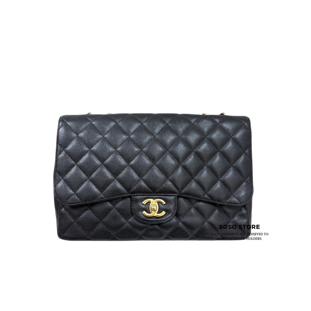 Chanel Classic Flap Jumbo Single Flap - Black / Ghw