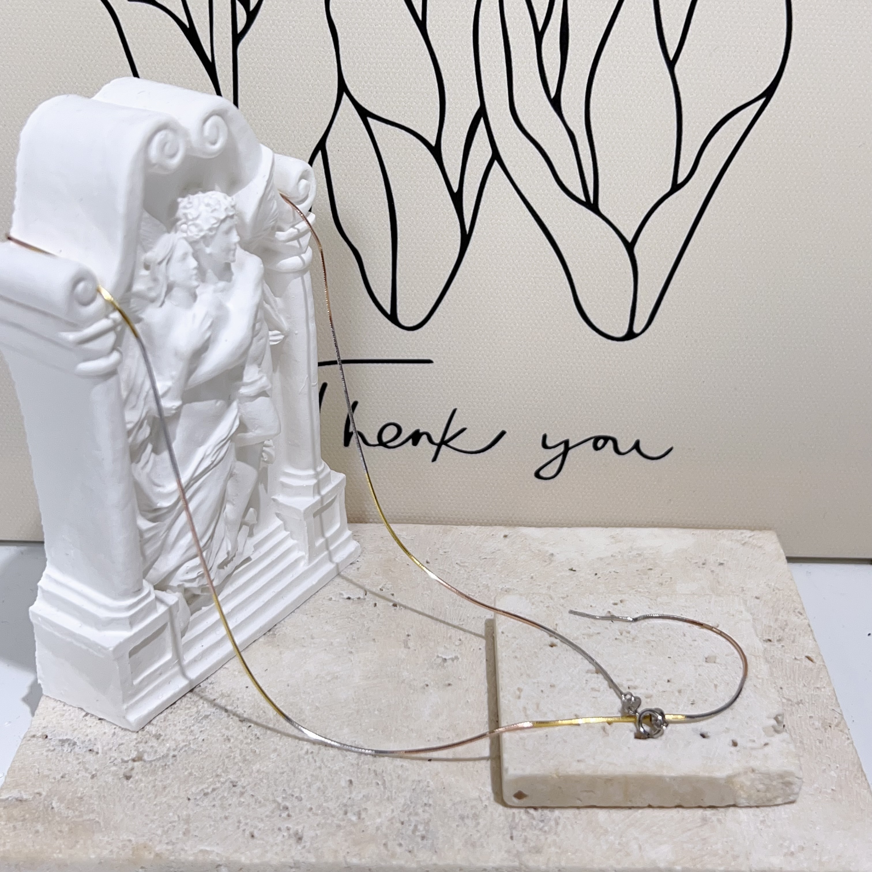 盒子圈圈三色萬用蛇骨鏈頸鏈 44cm