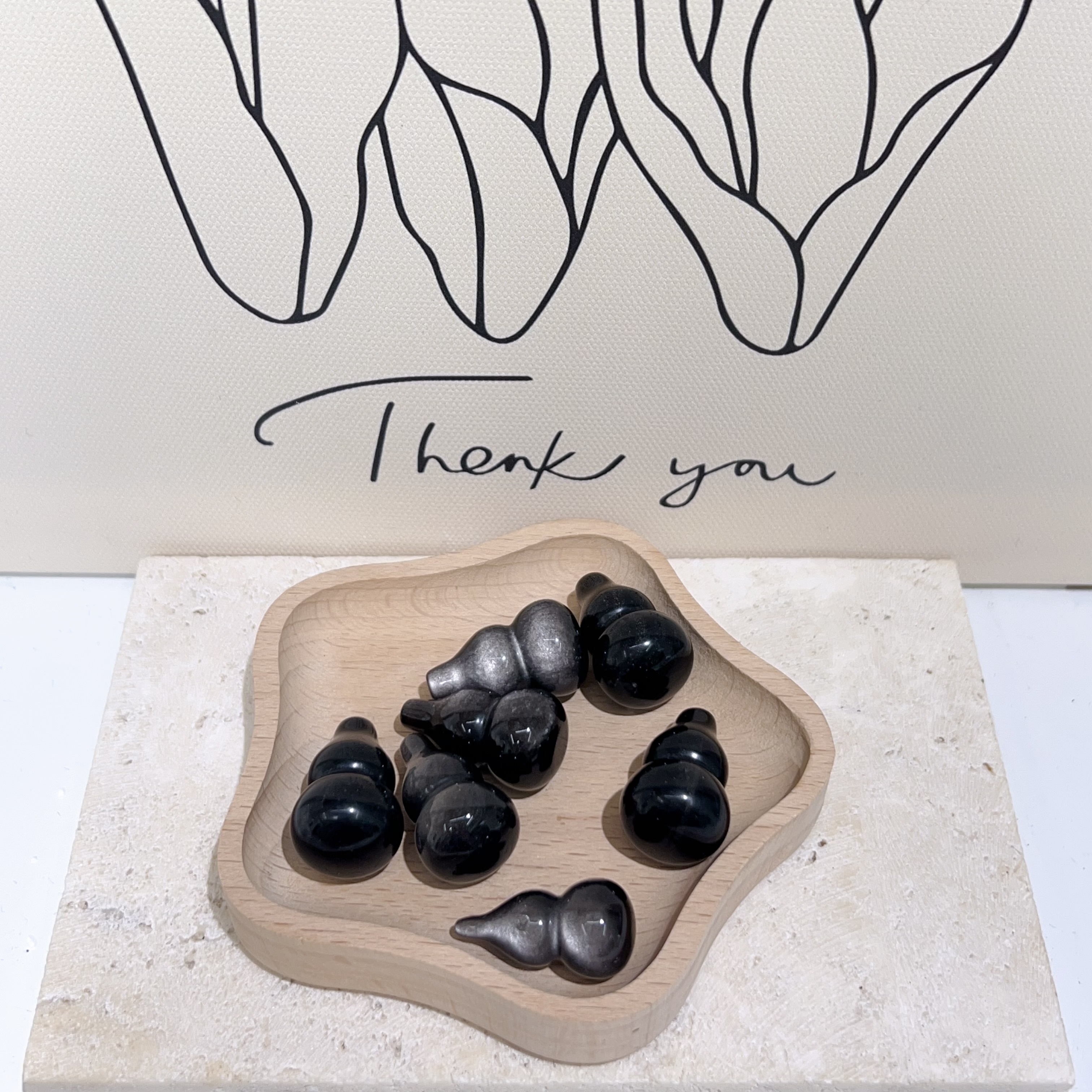 D485 銀曜石迷你葫蘆擺件