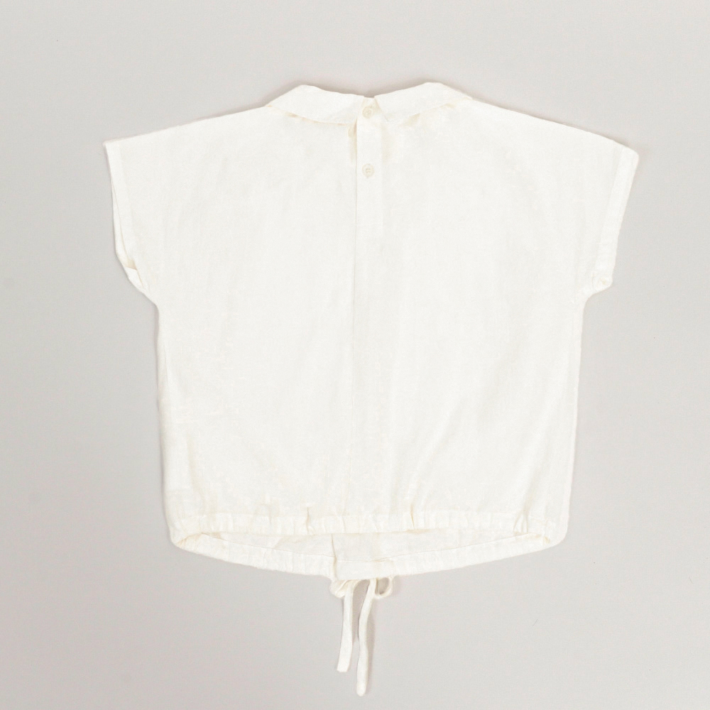 PIPPY優雅5分袖下擺抽繩上衣 白