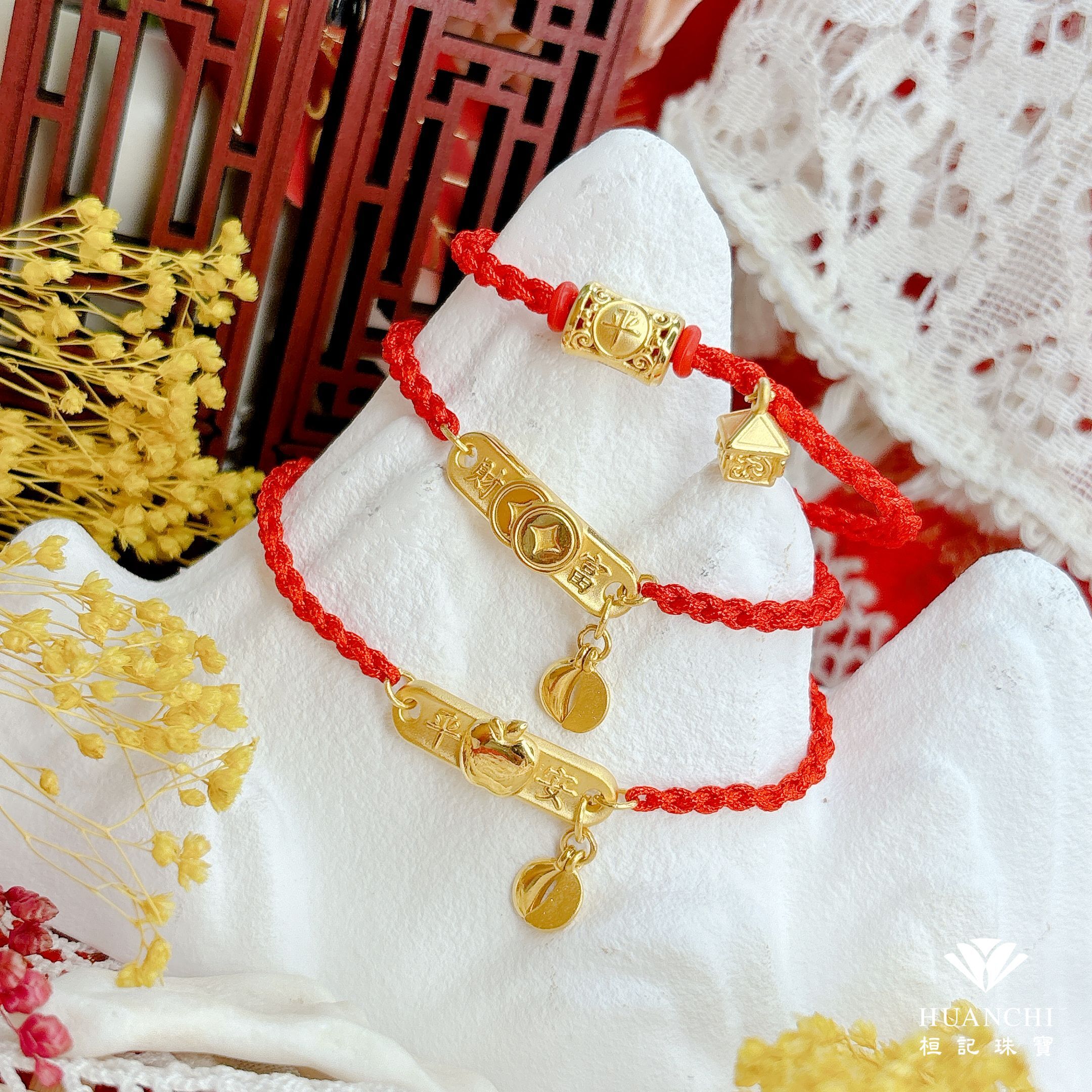 白沙屯媽祖 平安聖杯/財富聖杯/保庇平安小神轎 編織金手鍊
