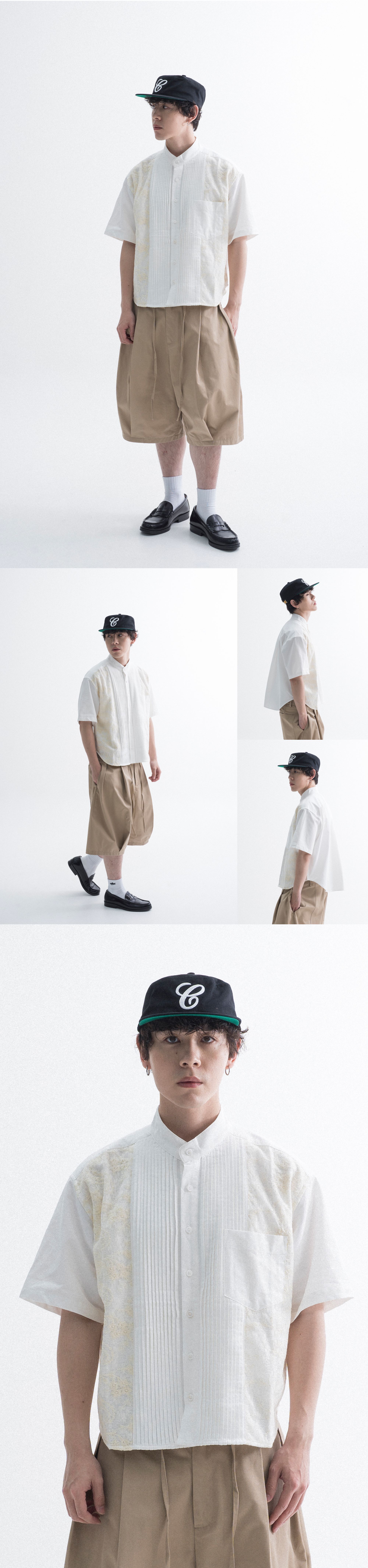 6cRAyon Lace Panel Shirt 寬短蕾絲拼接襯衫