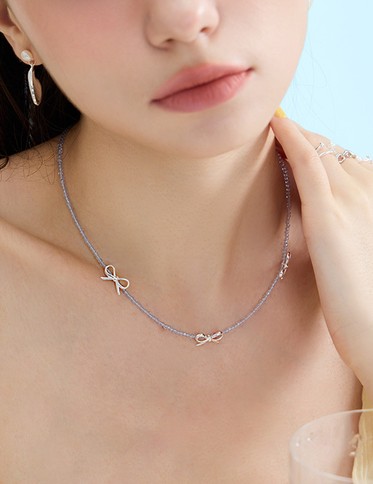 閃耀藍調蝴蝶結項鍊