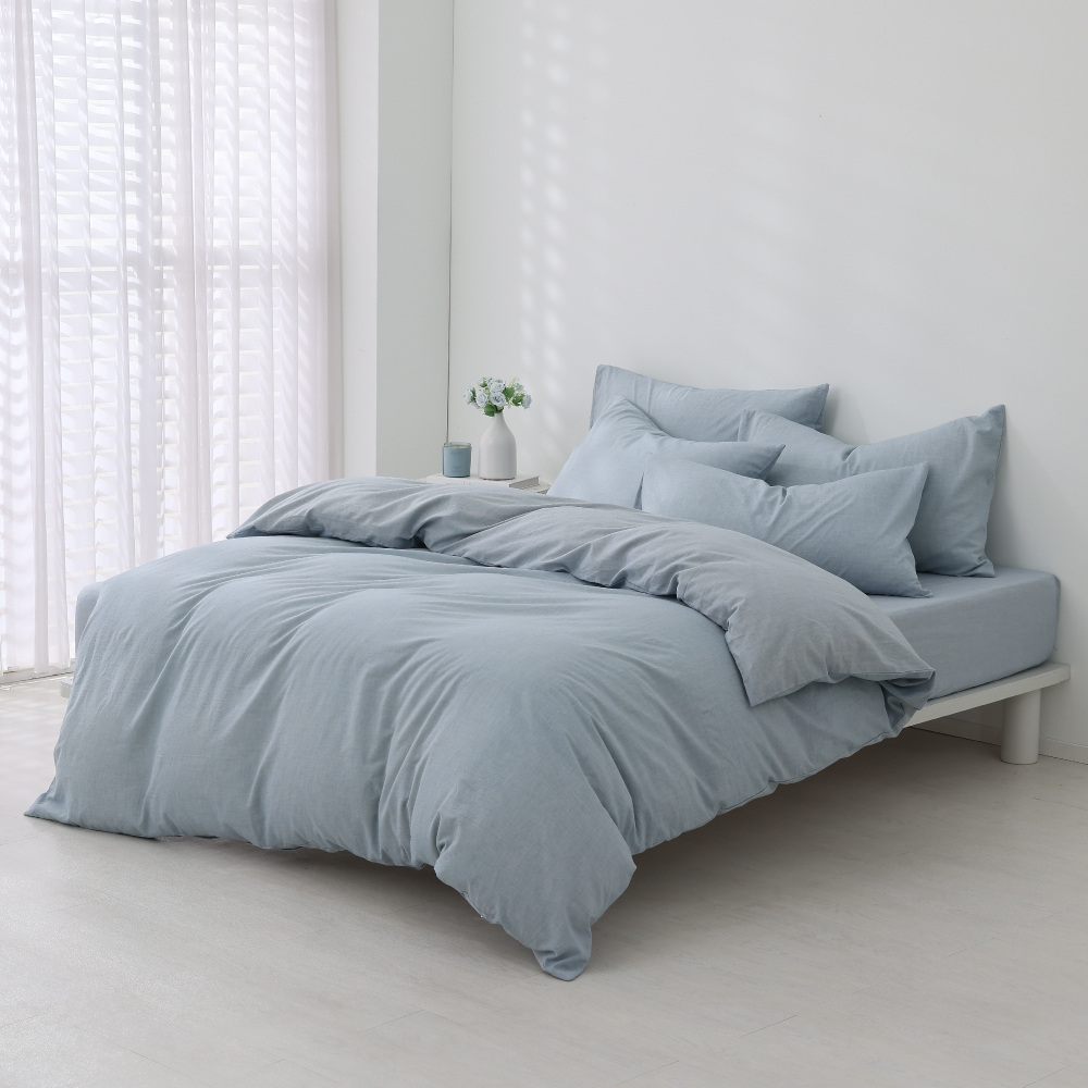 水洗棉｜100%純棉｜色織-浪花藍｜單品&床包被套組