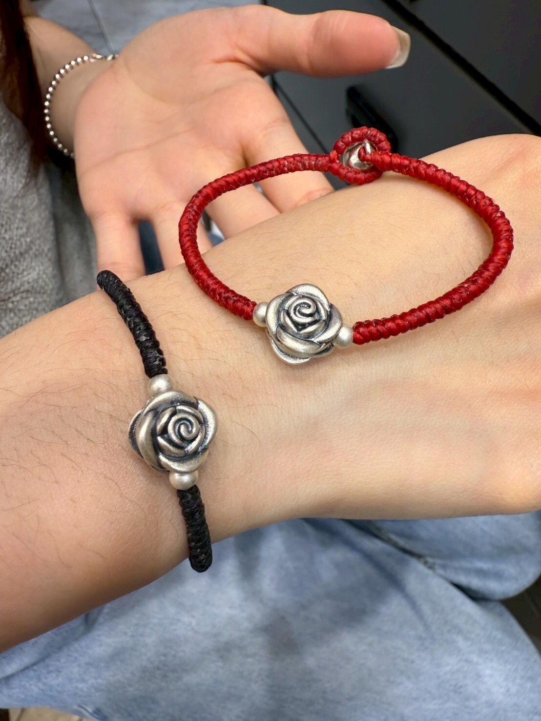 HM4332 925銀復古玫瑰花蜜蠟手鍊