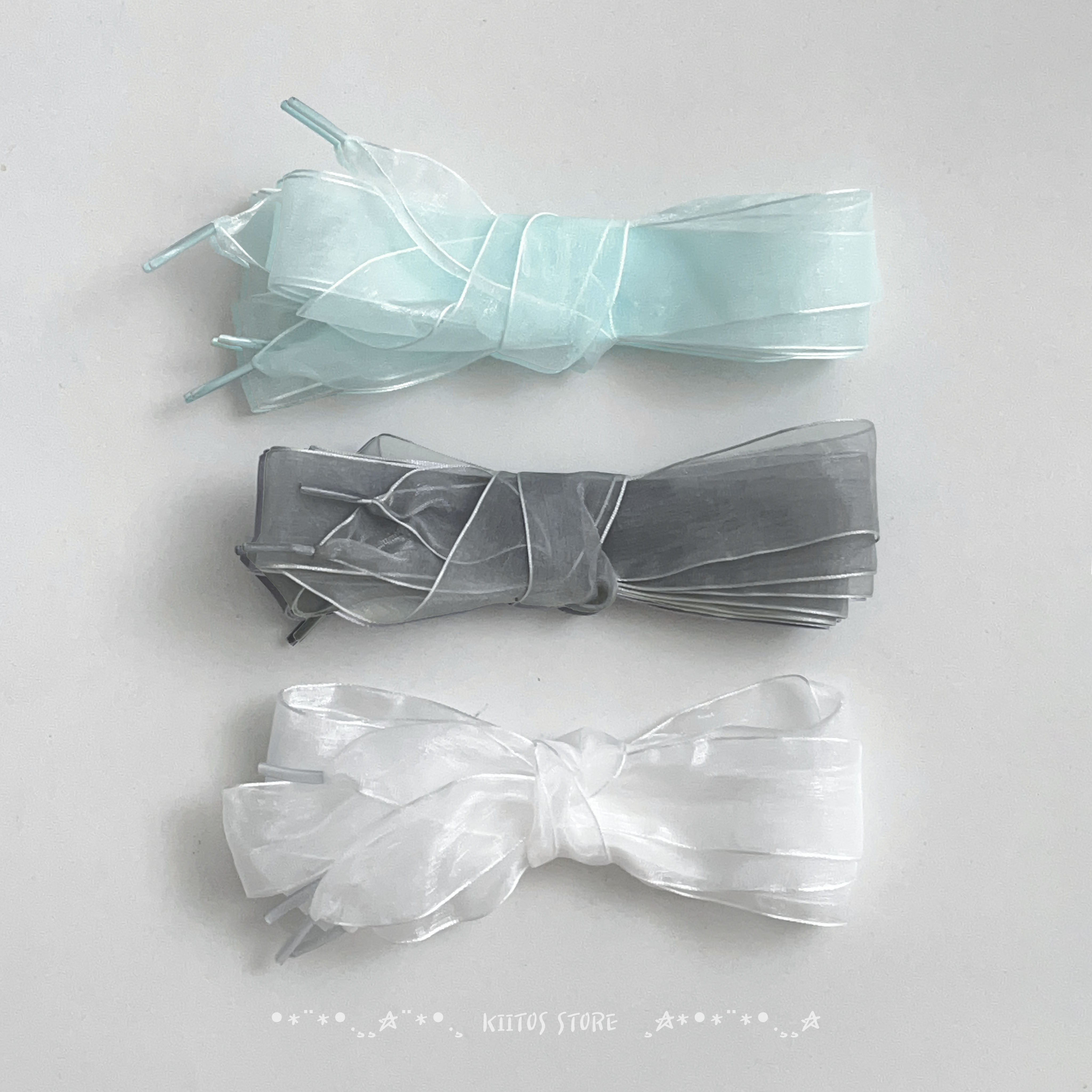 【現貨】寶寶藍 銀灰 白 歐根紗 半透明 絲綢 絲帶 穿搭配件 公主 芭蕾風 寬版 蕾絲 鞋帶