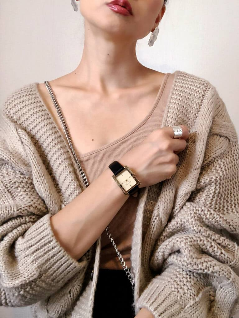 【現貨】Anne Klein 方型簡約 淡香檳色 AK 女錶