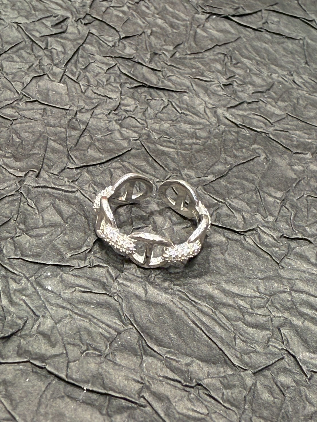 HM4323 925銀微鑲鑽豬鼻時尚戒指