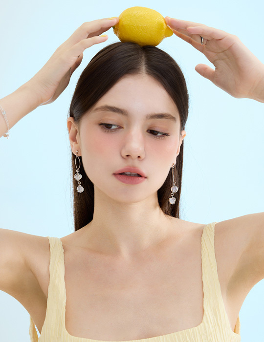 海洋泡泡貓眼。銀針耳環