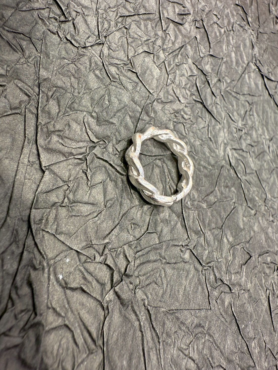 HM4331 925銀實心麻花編織戒指
