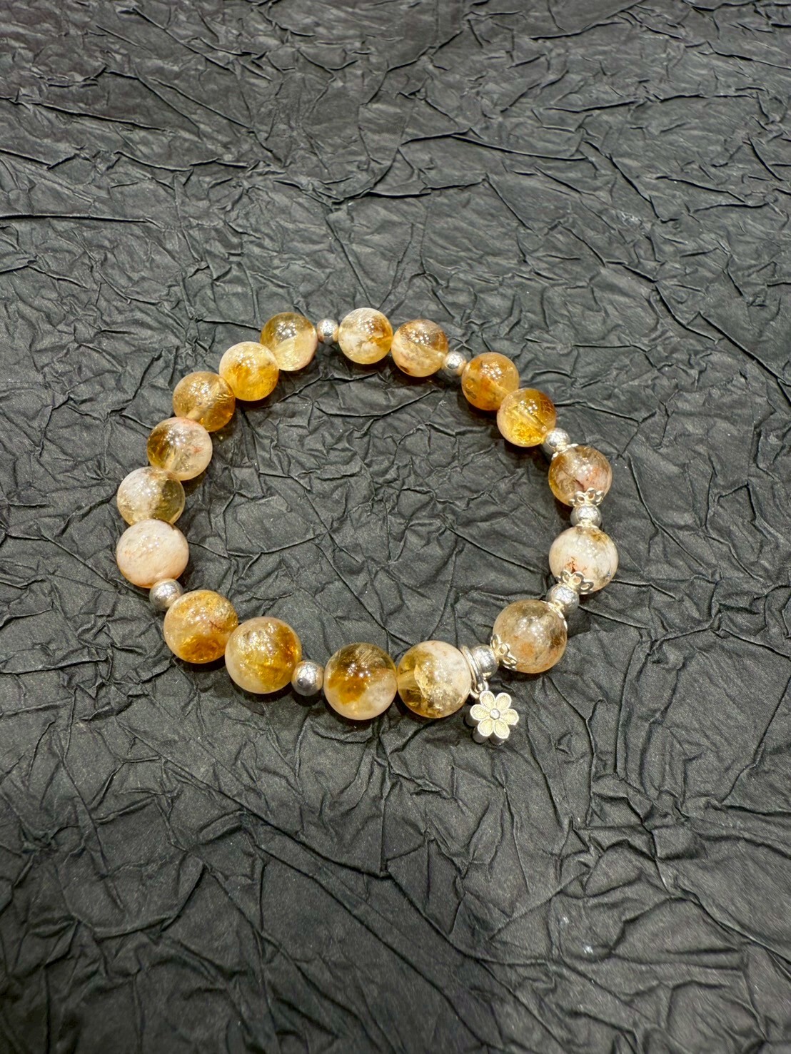 HM4350 925銀招財黃塔晶簡約彈力繩手鍊